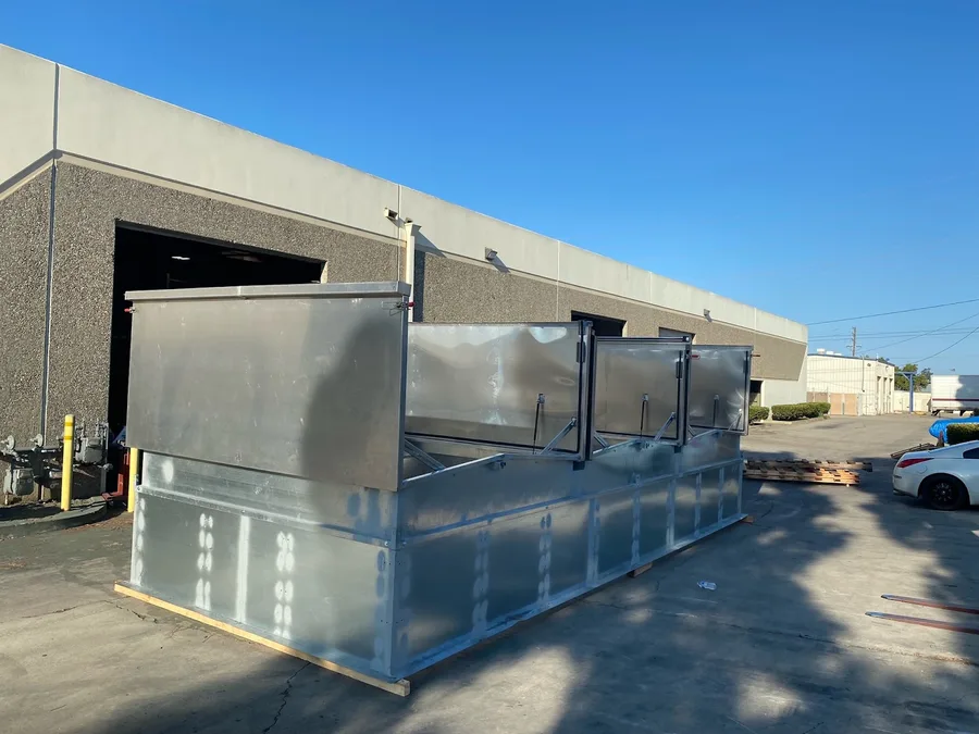 The three-hatch curb installed on the roof at Industrial Power Systems in Henry, Illinois