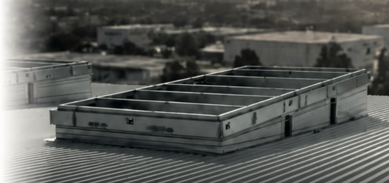 Custom Curb units installed on a data center sloped metal roof