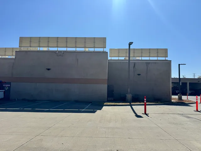 Wide view of rooftop louver screens